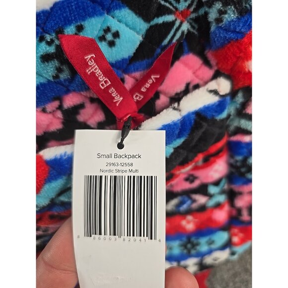 Vera Bradley Small Teddy Fleece Backpack Nordic Stripe Multi Aztec Southwest - Picture 4 of 9